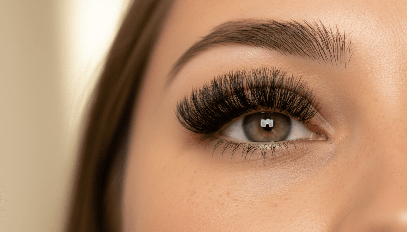 Russian volume lash extensions close-up