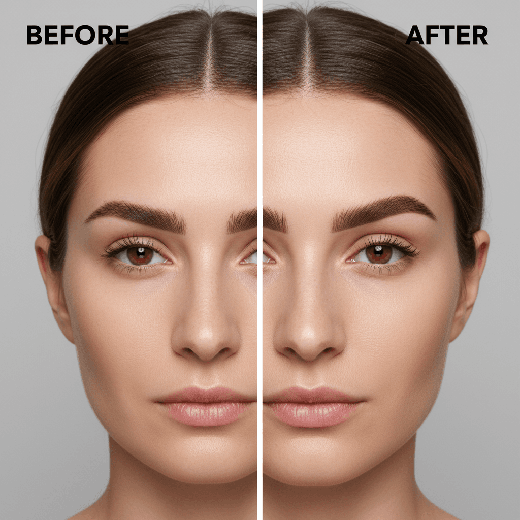 Full face before and after of a wax and shape session at our London studio