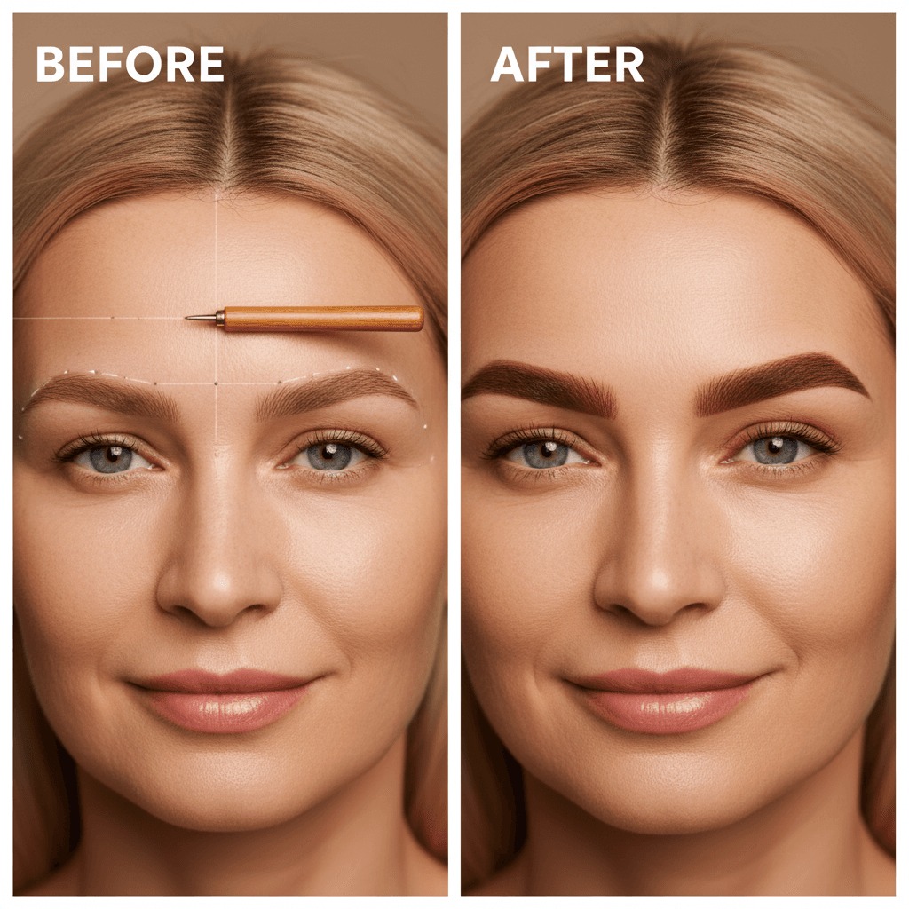 Henna brow mapping results on mature skin for a natural lift