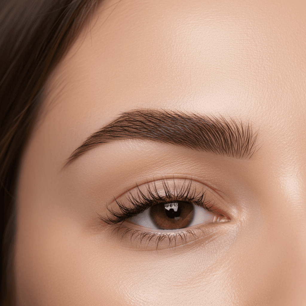 Natural eyebrow design with perfect arch demonstrating professional brow work