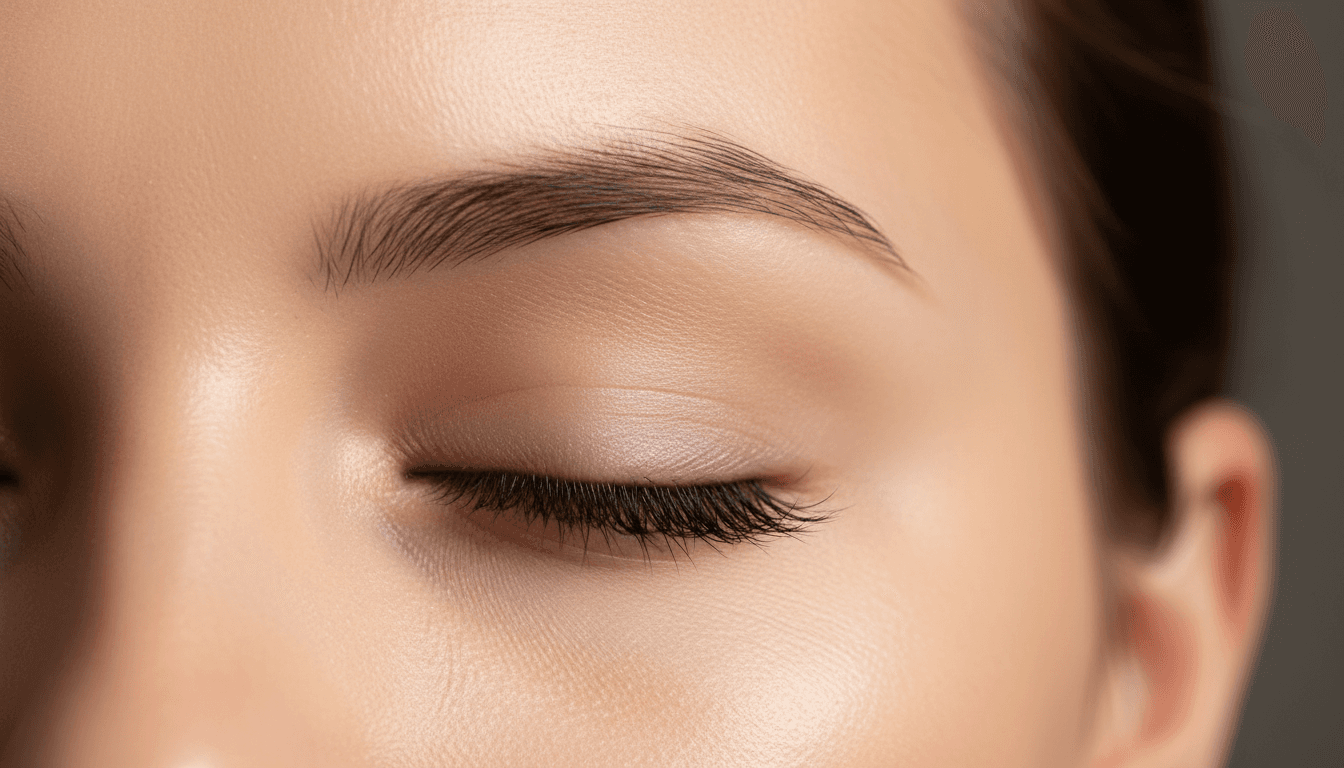 Classic lash extensions close up on closed eye