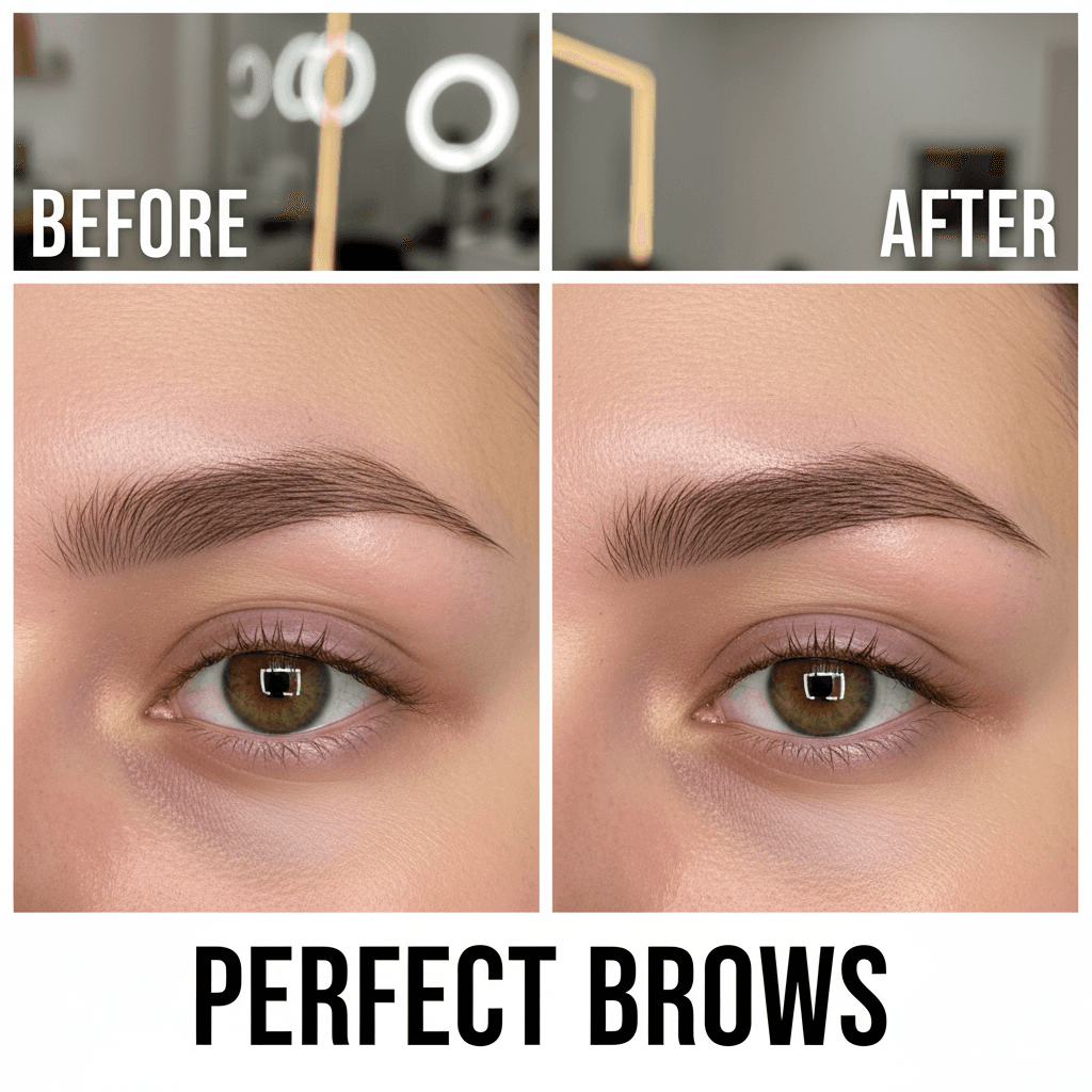 Brow shaping before and after on a blonde client in Marylebone